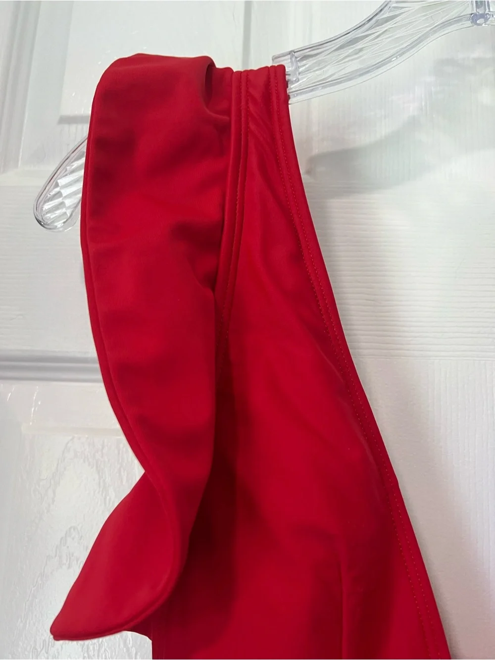 Women's  Original Red Ruffle One-Piece Swimsuit with Belt - Picture 5 of 5